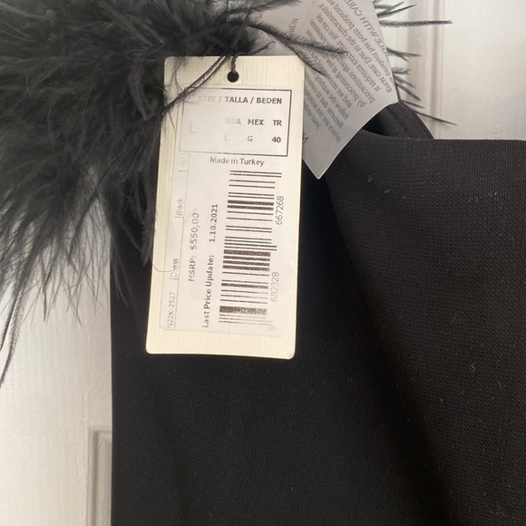 NOCTURNE LONG SLIT DRESS WITH FEATHERS - Picture 7 of 7